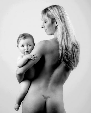 Mother and baby from behind